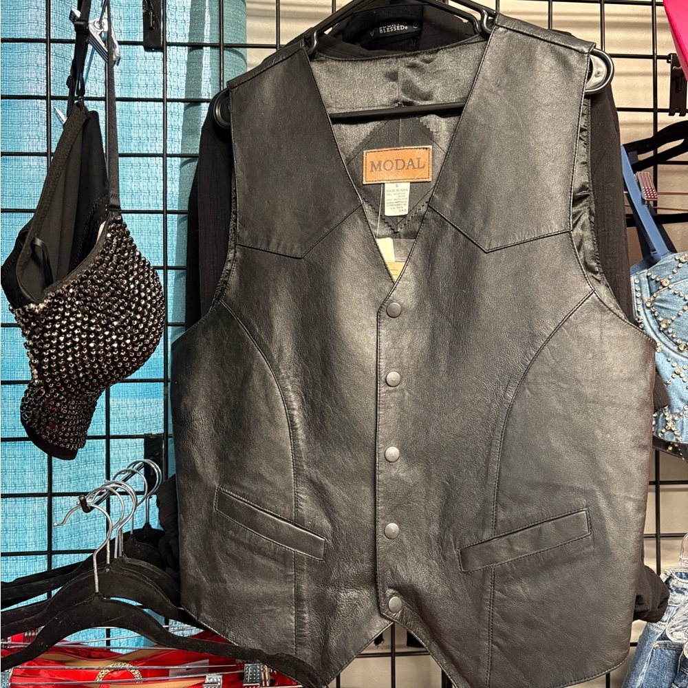Modal Men's Dark Gray Leather Vest